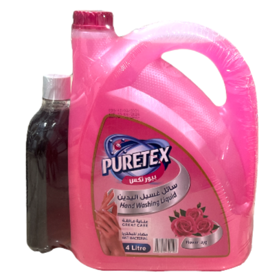 سائل لغسيل اليدين بالورد 4 لتر + معقم ومطهر 500 مل PURETEX