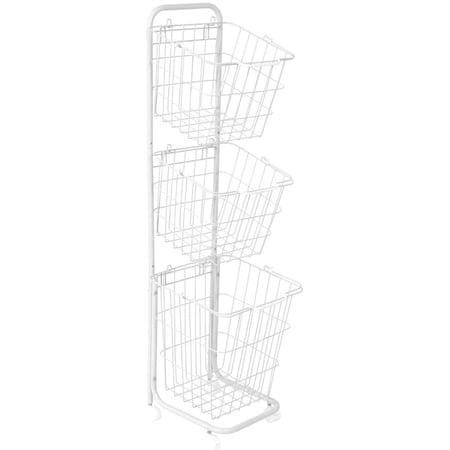 سلة غسيل بعجلات 3 طبقات لون ابيض HE6377