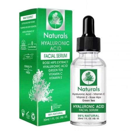 ناتشورال سيروم بحمض الهيالورونيك وفيتامين سي للوجه لمحاربة التجاعيد 30 مل Naturals OCB9893