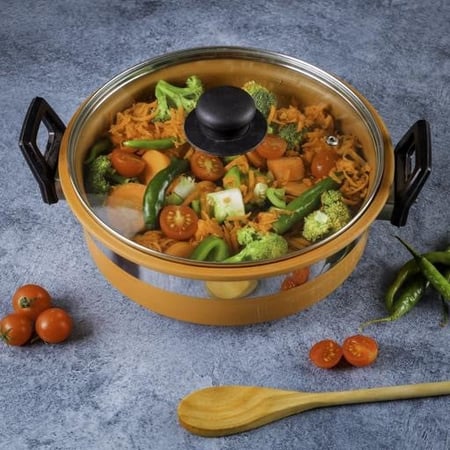 وعاء فخار بغطاء زجاجي للطبخ 1.5 لتر - Olsenmark OMCP6016
