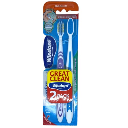 فرشاة اسنان بشعيرات متوسطة قطعتين Wishdom