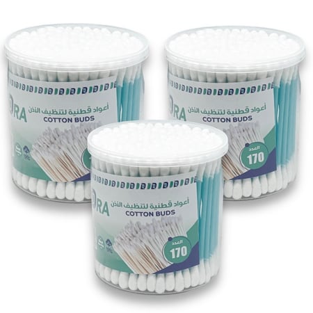 اعواد اذان قطن 170 عود 3 علب BADRA B-00850