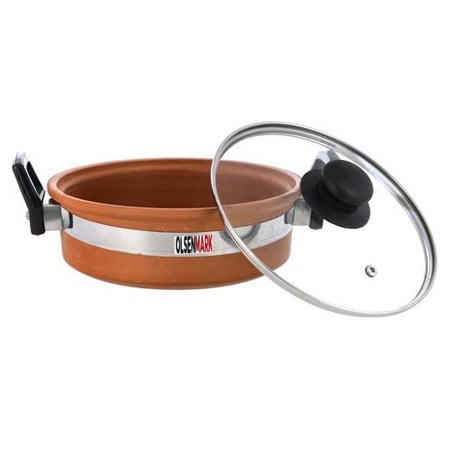 وعاء فخار بغطاء زجاجي للطبخ 2.5 لتر - Olsenmark OMCP6017