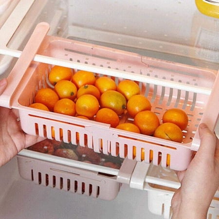 سلة تخزين وتنظيم الثلاجة قابل للتمدد بلاستيك