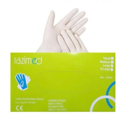 قفازات لاتيكس 100 قفاز مقاس S رازي ميد razimed