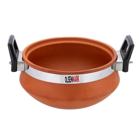 وعاء فخار بغطاء زجاجي للطبخ 2 لتر - Olsenmark OMCP6020