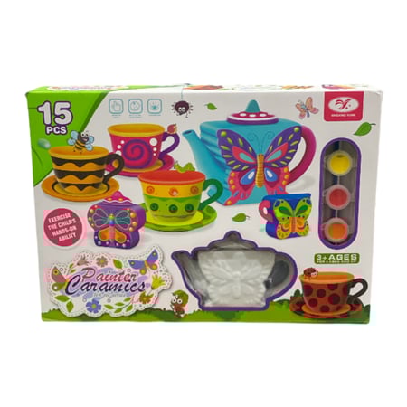 لعبة تلوين طقم الشاي سيراميك 15 قطعة