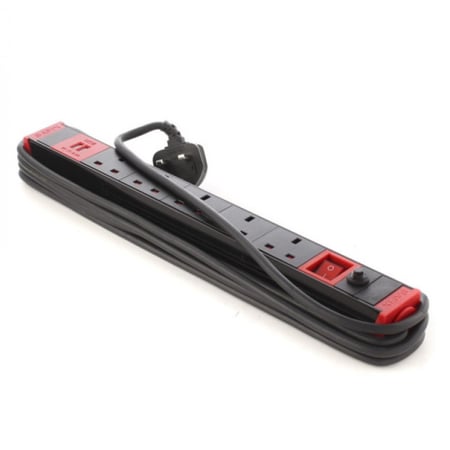 توصيلة كهربائية 5 مقابس 2 يو اس بي 3 ياردة 3250 واط - سافكس PDU 820 5W-3Y-USB