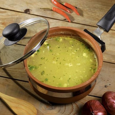 وعاء فخار بغطاء زجاجي للطبخ 500 مل - Olsenmark OMCP6018