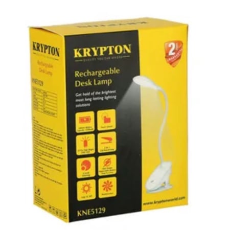 مصباح مكتب للقراءة مزود بمشبك ابيض طراز KRYPTON  KNE5129