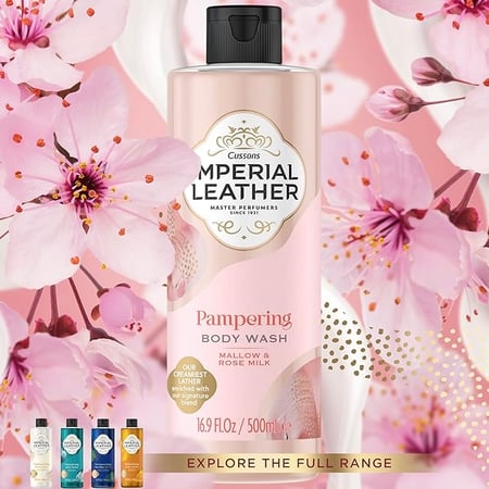 غسول الجسم السائل بخلاصة الخبيزه وحليب الورد 500 مل IMPERIAL LEATHER