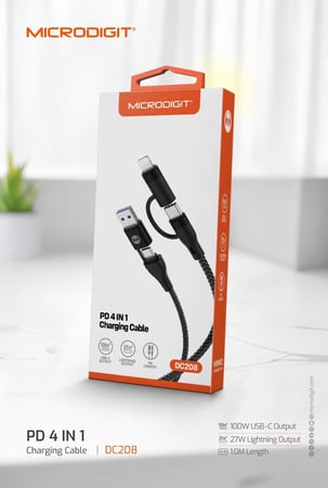 كابل 4 في 1 طول 1 متر 100 واط مايكروديجيت DC208