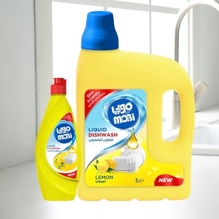 موبي سائل غسيل الصحون بالليمون 3 لتر + 700 مل MOBI