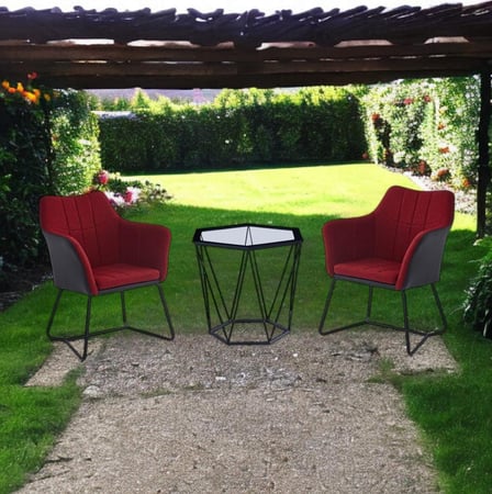 طقم 1+2 طاولة وكرسي لون أحمر*أسود مقدمة لكم من كاما