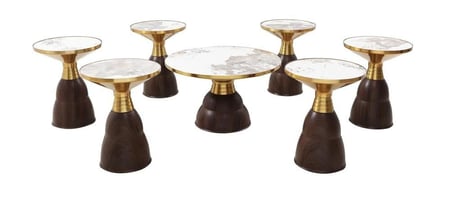 طقم طاولات شاى7 قطع سيراميك لون بني من كاما