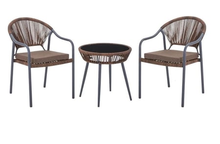 طقم 2 كرسي وطاولة خارجية لون بيج فاتح من كاما