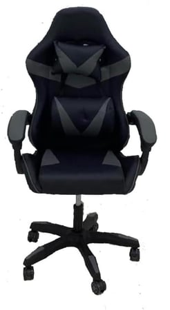 كرسي العاب قيمنج بظهر مرتفع لون أسود * رمادي مصنوع من الجلد الصناعي، بتصميم مريح لدعم اسفل الظهر مزود بمسند راس وذراع مريح مقدم لكم من كاما