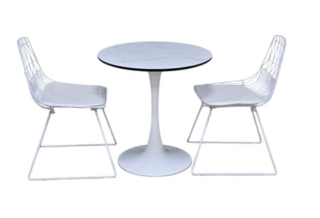 طقم طاولة شاي 2 كرسي وطاولة أبيض مقدم من كاما