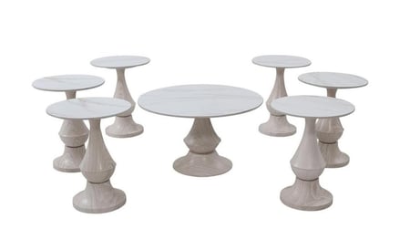 طقم طاولات شاى لون بيج 7 قطع سيراميك من كاما