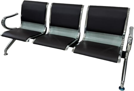 كرسي مقعد انتظار و استقبال ثلاثي معدن وجلد لون بني غامق مقدم لكم من كاما