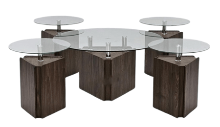 طقم طاولات شاي 4+1 لون بني من كاما