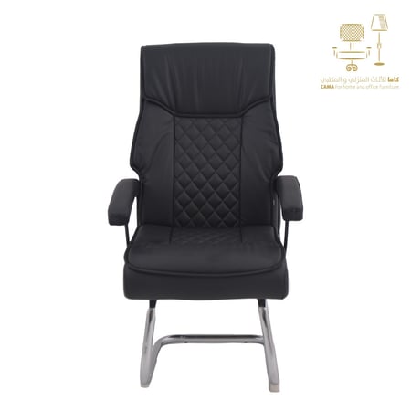 كرسي جلد ثابت اسود من كاما C-XH-9241