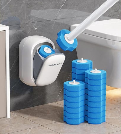 أداة تنظيف المرحاض برؤوس تعقيم تستخدم مرة واحدة وبدون لمس J2