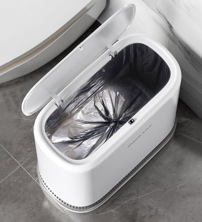 سلة مهملات أنيقة بفتحة كبيرة مع خاصية تمدد الكيس التلقائي  سعة 12.5 لتر