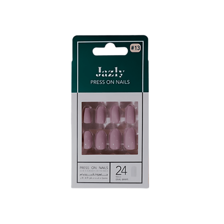 اظافر صناعي لصق ذاتي لون وردي رملي شكل بيضاوي رقم 13 من جازلي