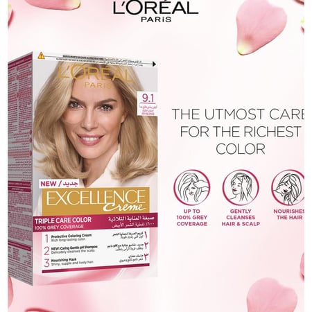 لوريال صبغه شعر اكس لانس 9.1 اشقر رمادي فاتح جدا