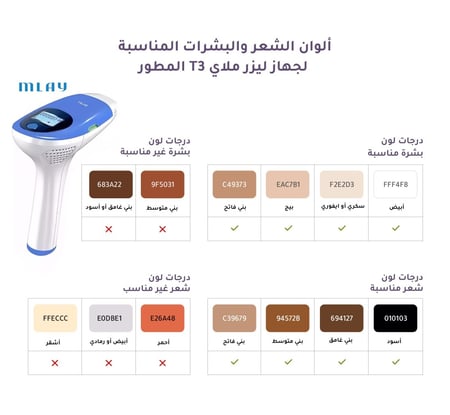 جهاز ليزر ملاي المنزلي T3 المطور لازالة الشعر - مع عدستين