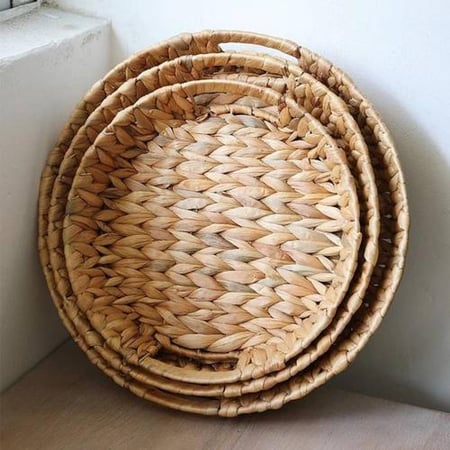 طقم صواني خوص دائرية 3 حبات