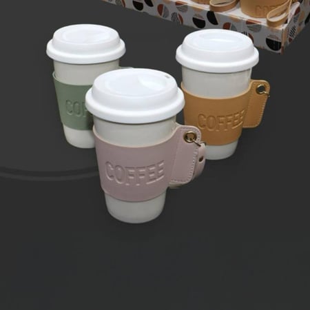 كوب سيراميك بغطاء سيلكون 380مل