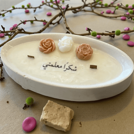 شمعة شكراً معلمتي  بيضاوية الشكل