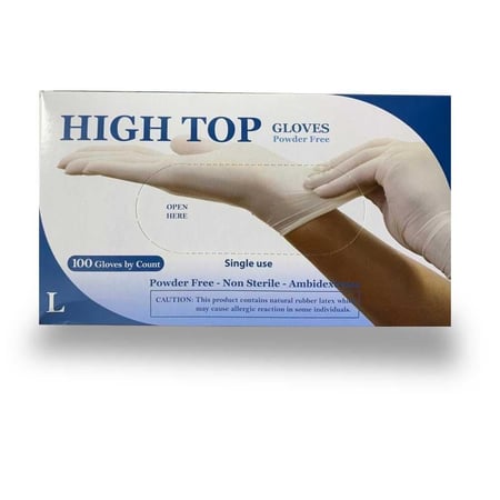 كرتون قفازات أبيض لاتكس بدون بودرة غير معقمة مقاس ( XL ) - كرتون بها 10 بوكس - HIGH TOP