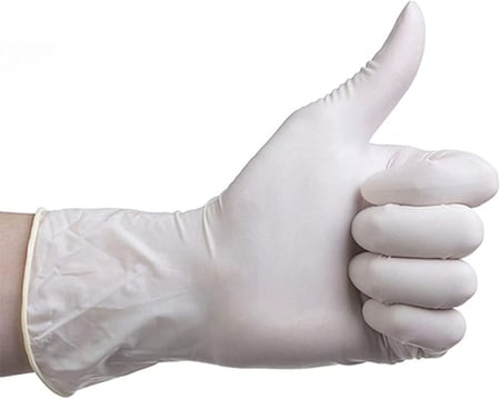 قفازات فحص لاتكس بدون بودرة - بوكس به 100 حبه - مقاس ( S , M , L )