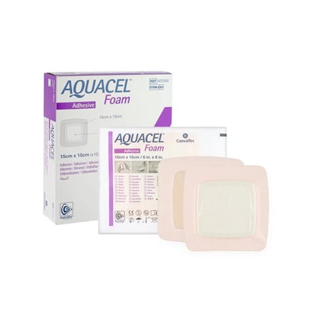 ضمادة لاصقة من الفوم من اكواسيل بتقنية الهيدوفايبر علبة ١٠ حبات Convatec Aquacel Foam