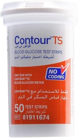 شرائط قياس السكر بالدم كونتور تى اس  -  50 شريط - Contour TS