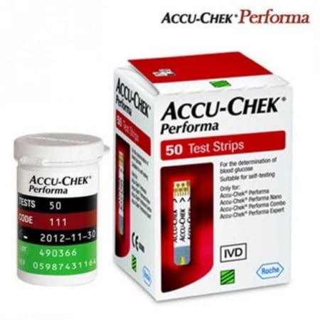 شرائط اختبار قياس السكر في الدم من اكيو تشيك بيرفورما - 50 شريط - ACCU-CHEK Performa