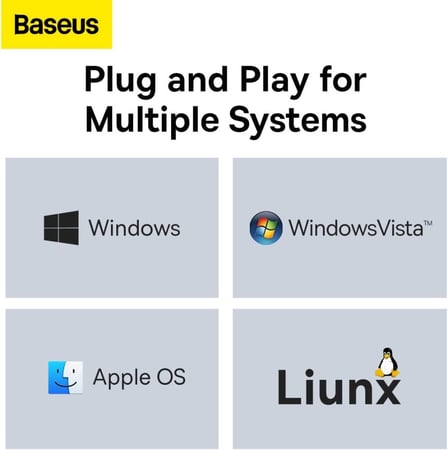 موزع باسيوس للمنافذ الستة من نوع C سلسلة لايت مع منافذ HDMI وUSB3.0 وبيانات نوع C وSD/TF