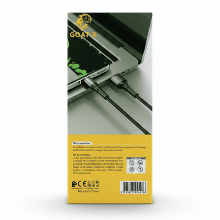 كيبل GOAT-X USB-A إلى Type-C بقوة 6A – شحن سريع فائق وضمان 5 سنوات
