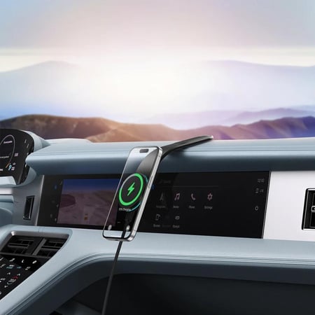 Baseus- حامل جوال C02 برو مع شحن لاسلكي مغناطيسي ماج سيف بقوة 15 واط