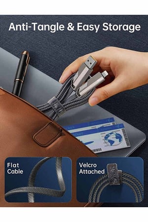 كيبل لايتنينج USB C -متعدد 4 في 1 مضفر مضاد للتشابك