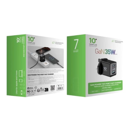 تن بلس - راس منزلي 1PD + 1USB - بقوة 35 واط - اللون أسود