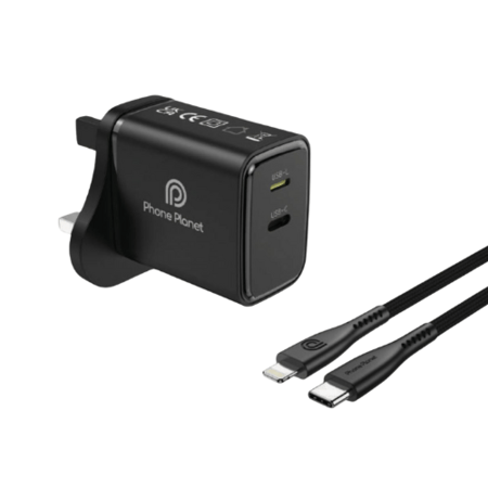 فون بلانت رأس شحن منزلي بمدخل PD وUSB-L مع سلك تايب سي بقوة 20 واط