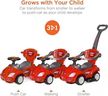 عربة اطفال فاخرة مع موسيقي من السفير -أحمر C1113