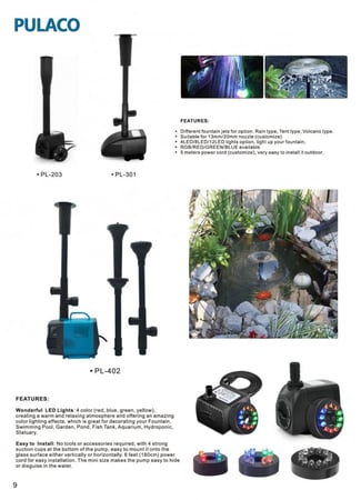 طقم نافورة صغير يشمل غطاس 10- 13 وات مع انارة صغيرة طقم صغير