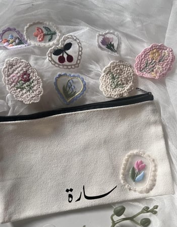 شنطة قماش مع كروشية