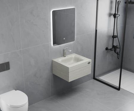 مغسلة بورسلان 60 - 80 سم ليزر  - بيج