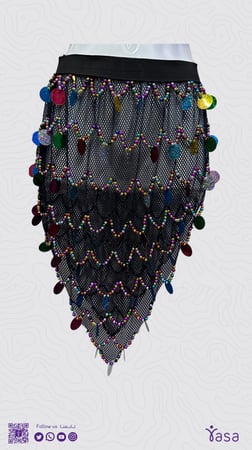 بدلة يوستينا للرقص الشرقي ، اللون اسود من قطعتين ، مقاس واحد